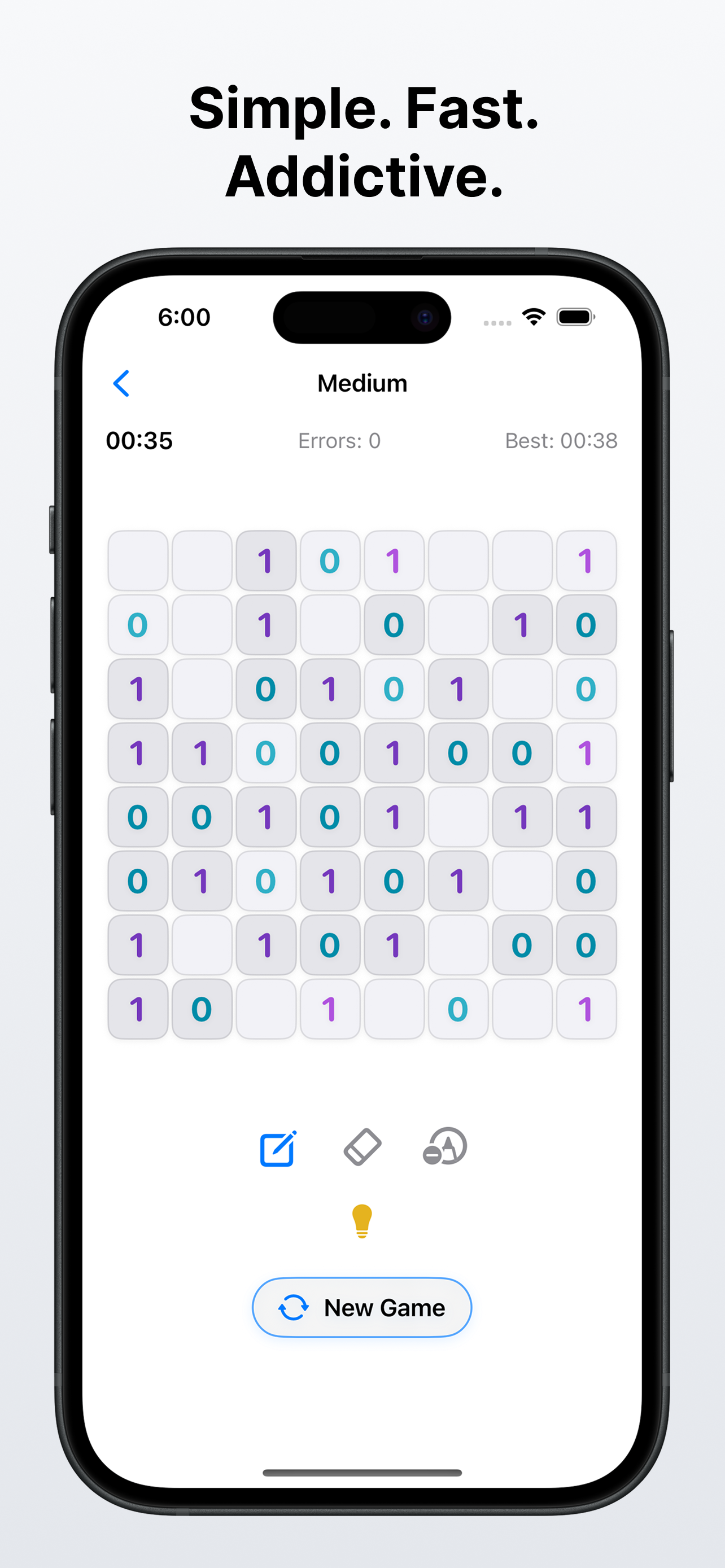Binairo gameplay screenshot
